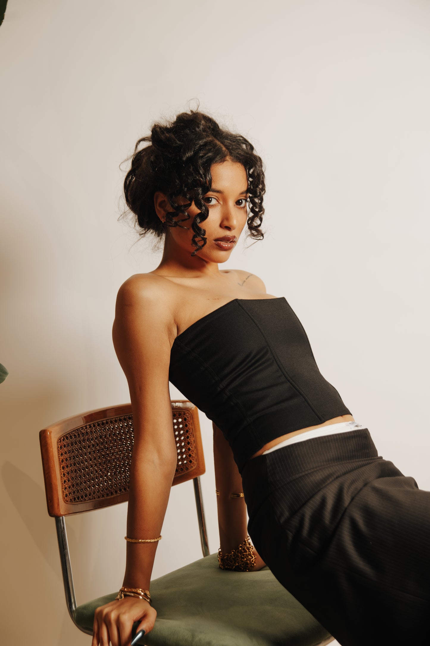 Black wool corset