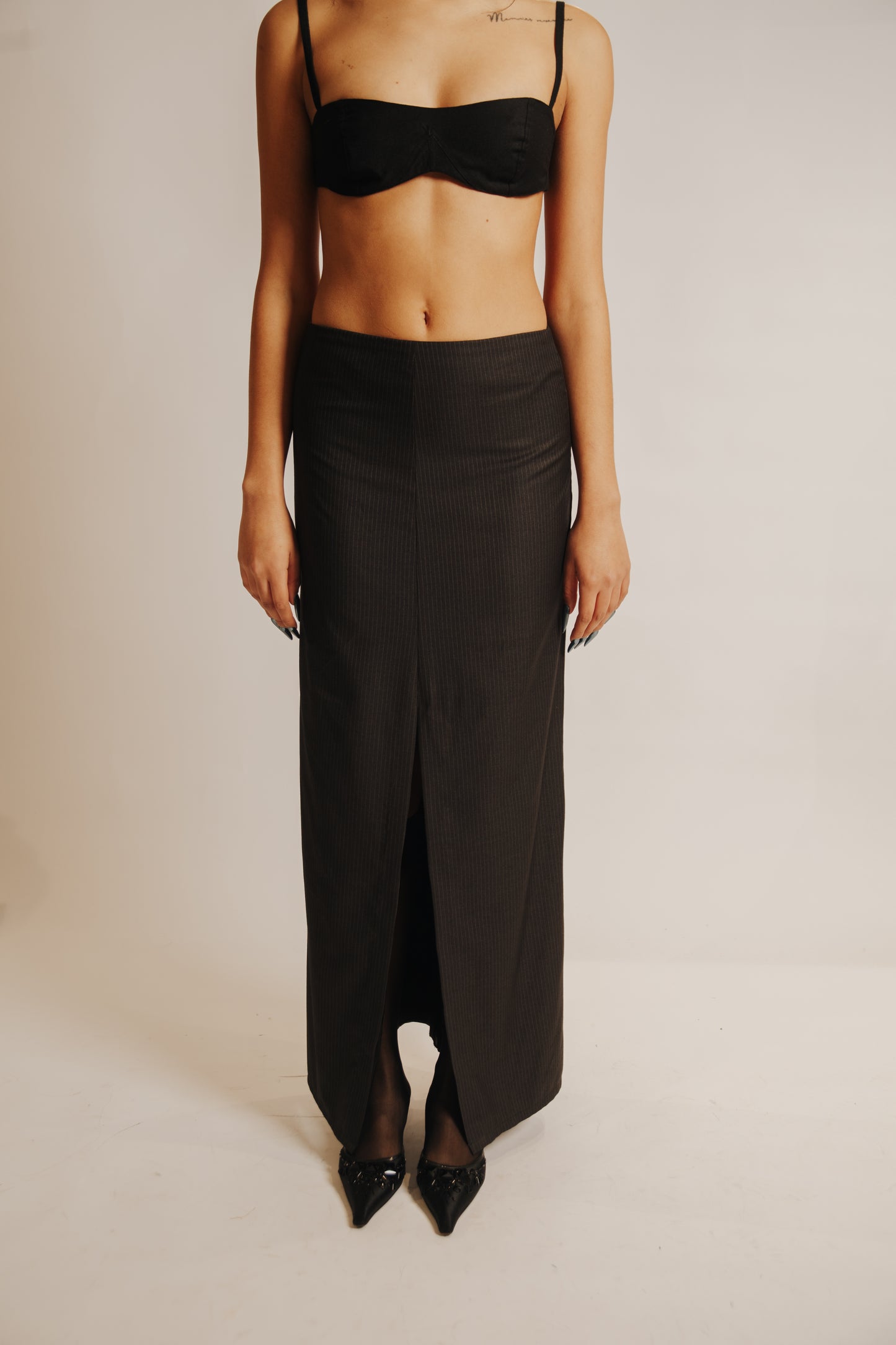 Pinstriped long skirt