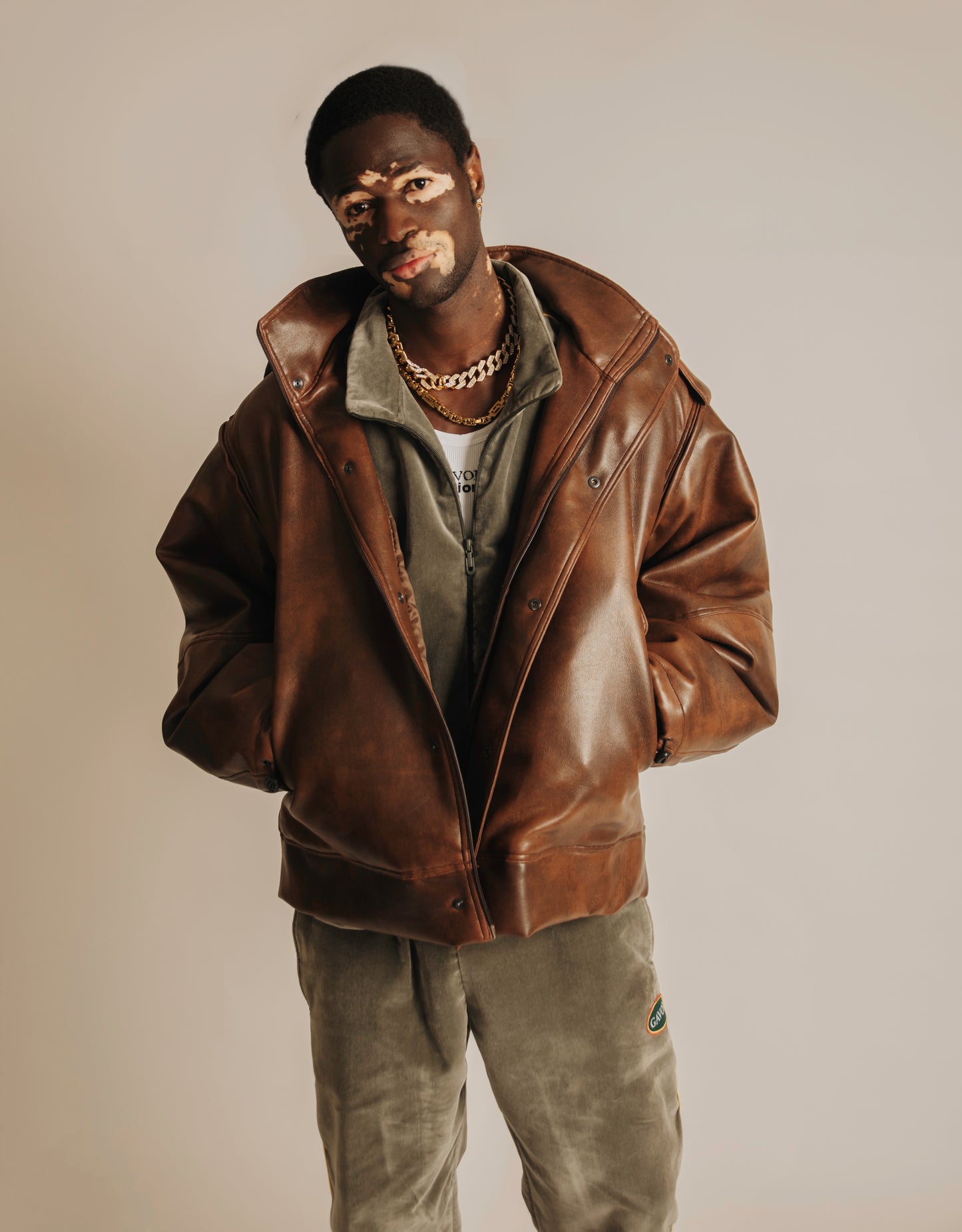 Vegan leather bomber