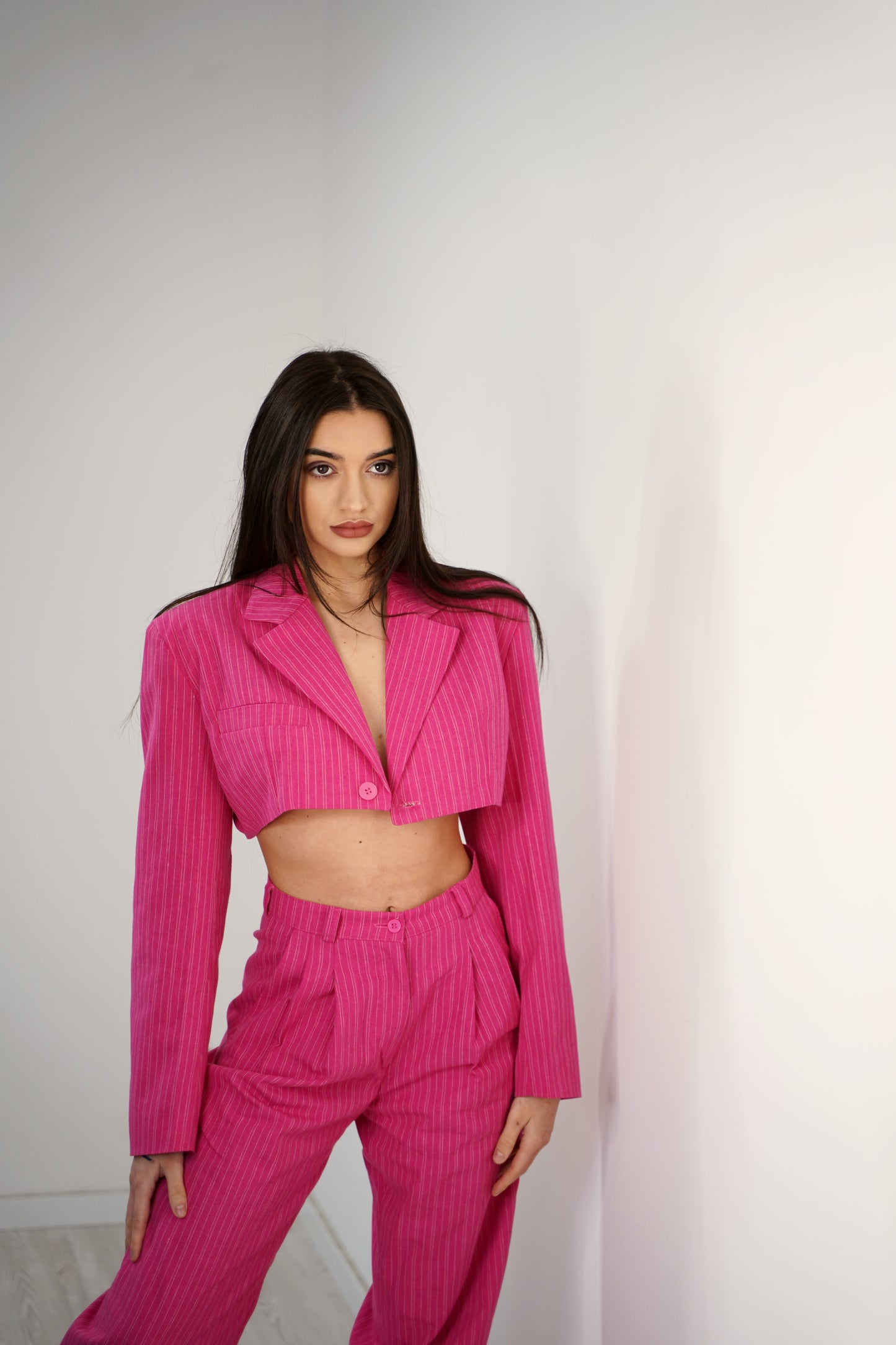 Pink cropped blazer
