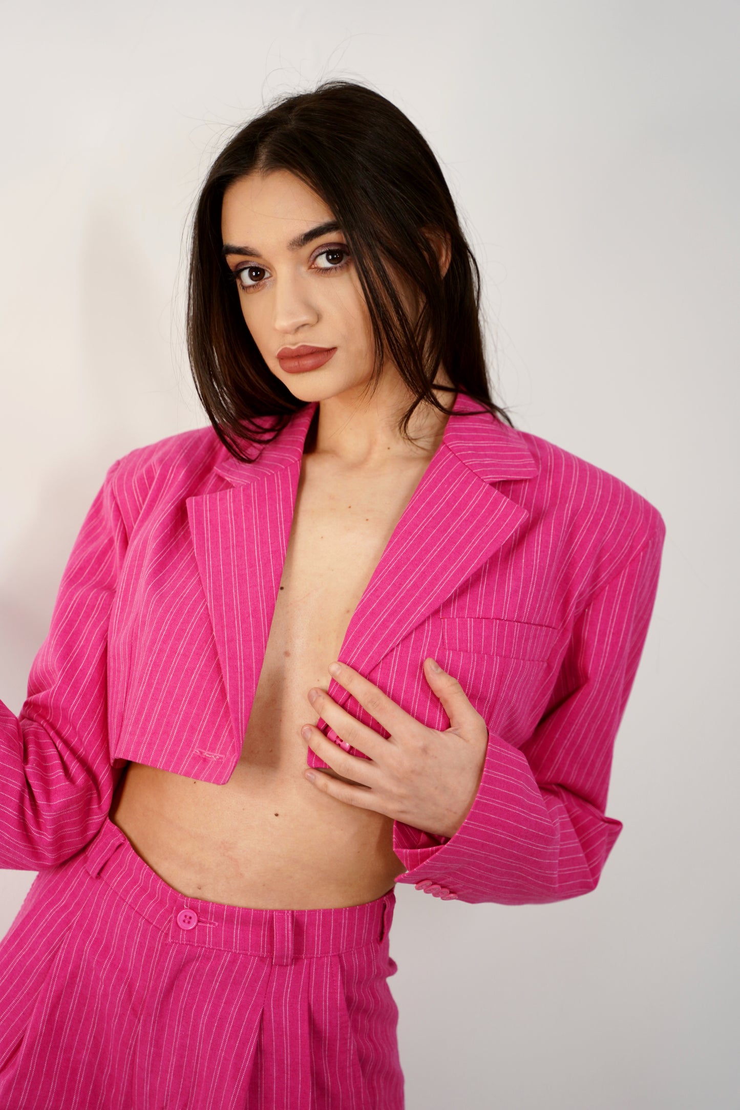 Pink cropped blazer
