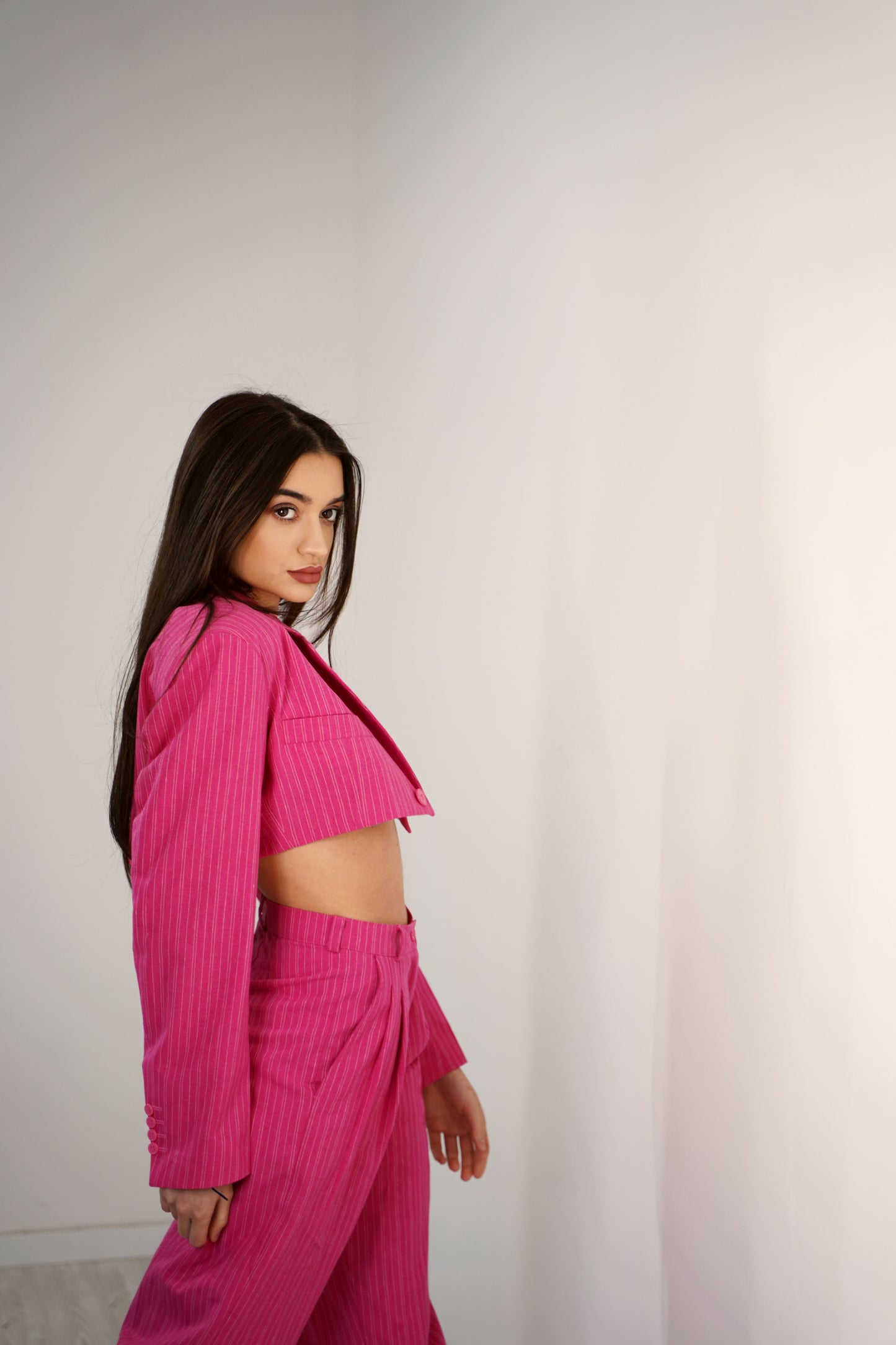 Pink cropped blazer