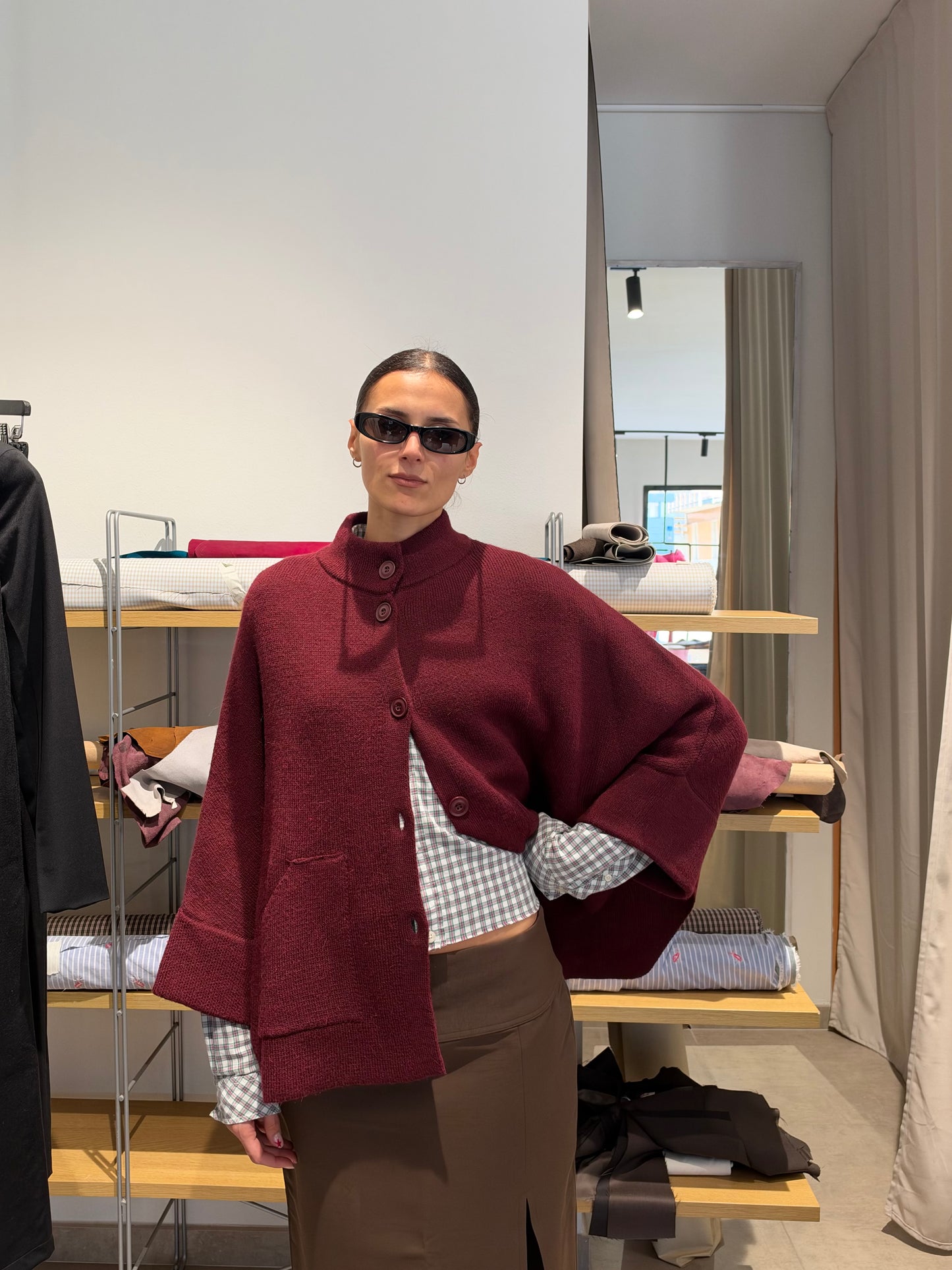 Burgundy Cape Cardigan
