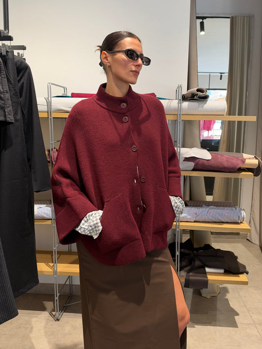 Burgundy Cape Cardigan