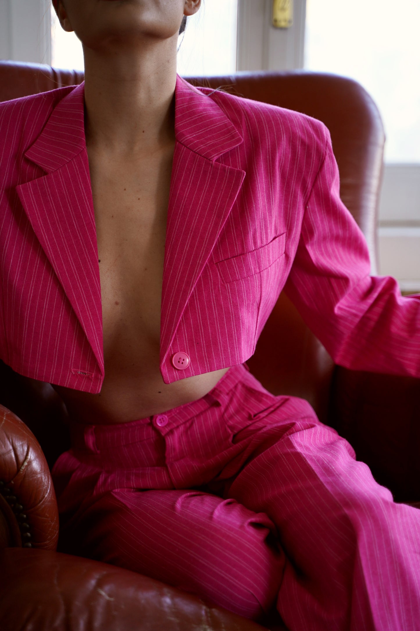 Pink cropped blazer